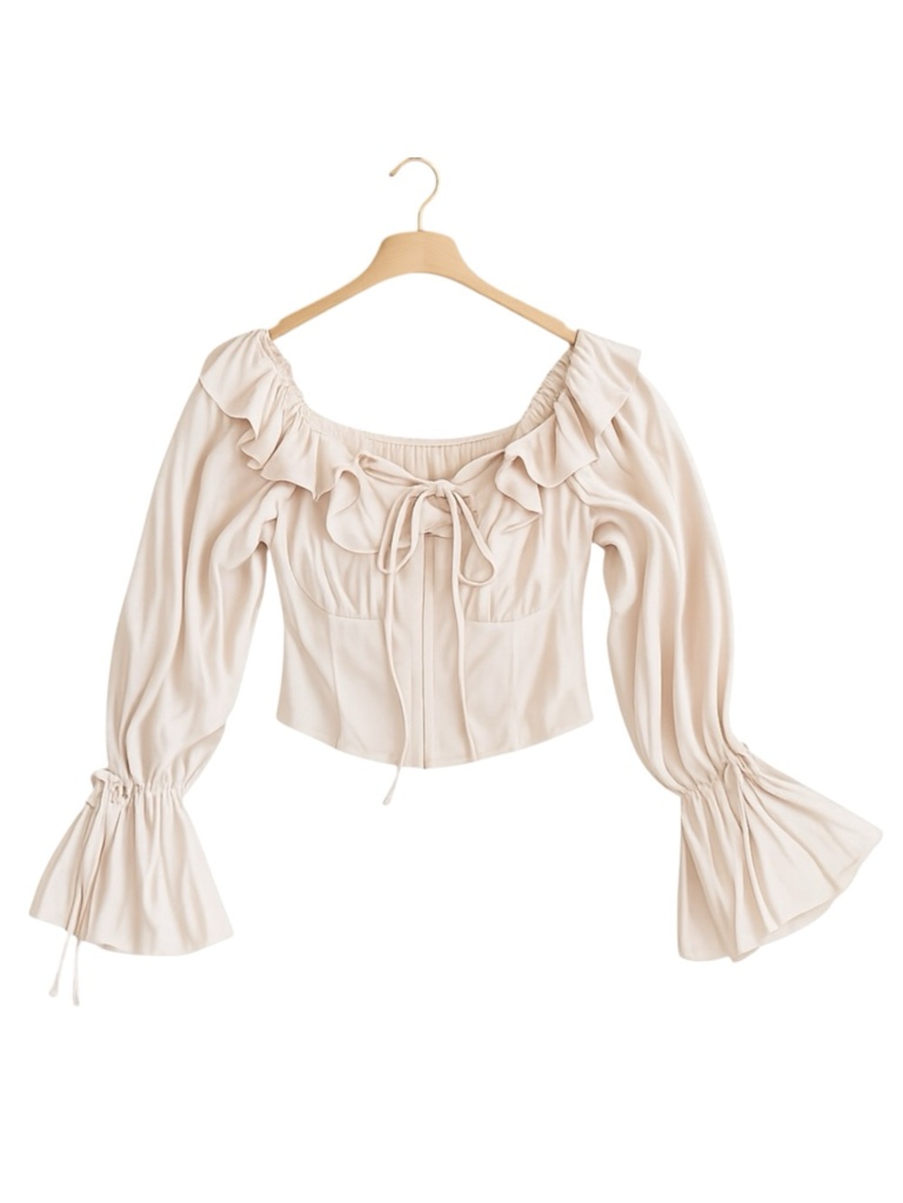 VTG Coquette Balletcore Y2K Babydoll Milkmaid Top Small Puff Long Sleeve - Picture 4 of 13